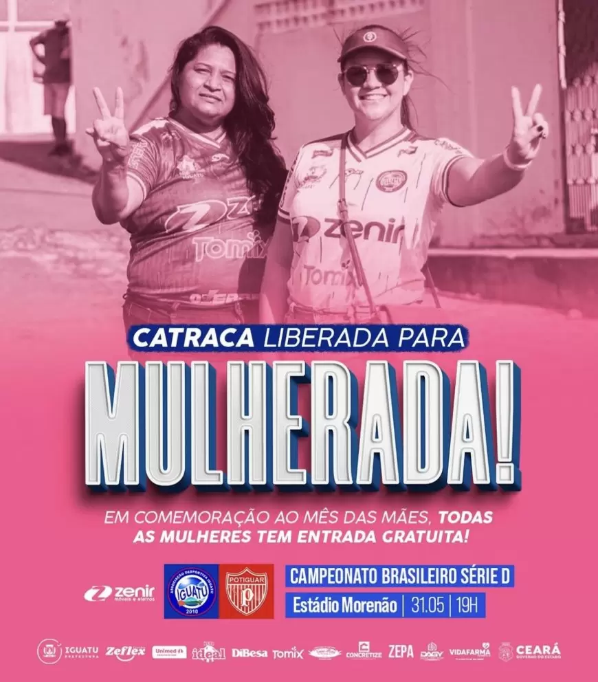 Catraca liberada para mulheres em ação comemorativa durante a partida Iguatu x Potiguar/RN